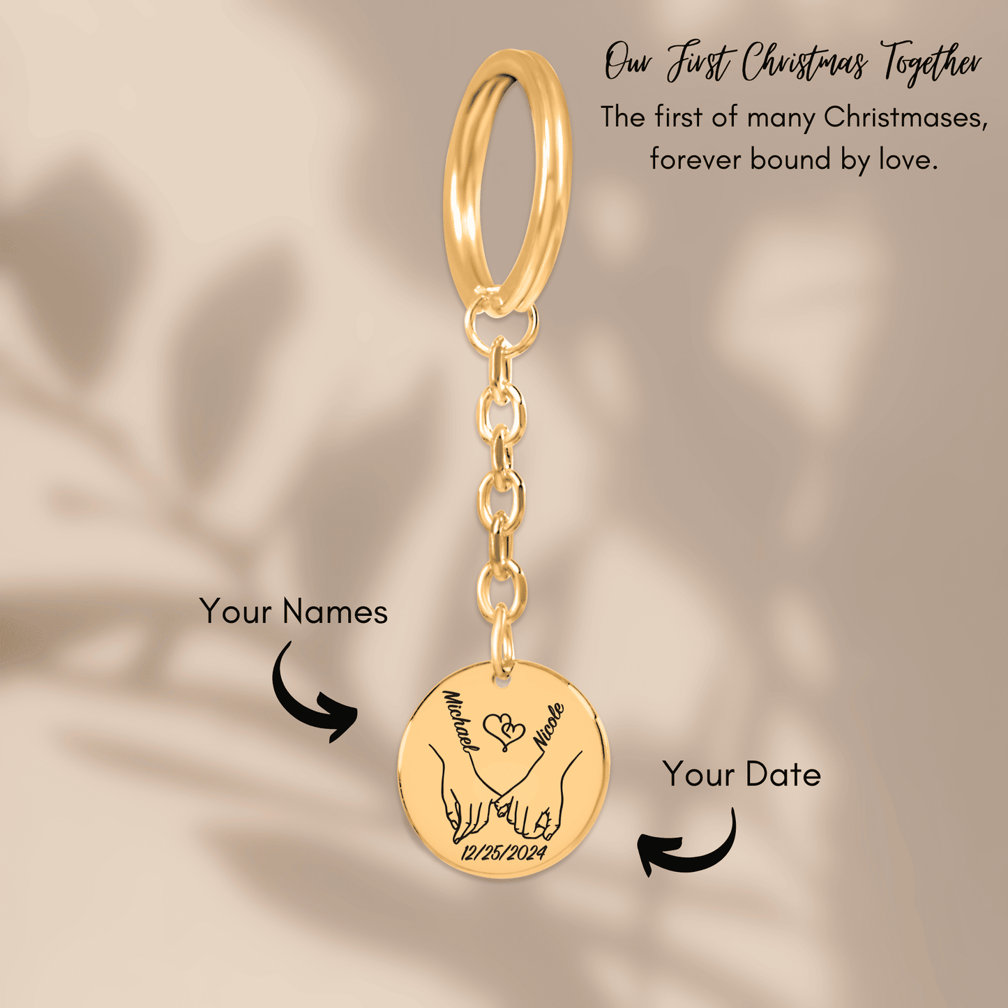 Our first christmas together Coin Keychain