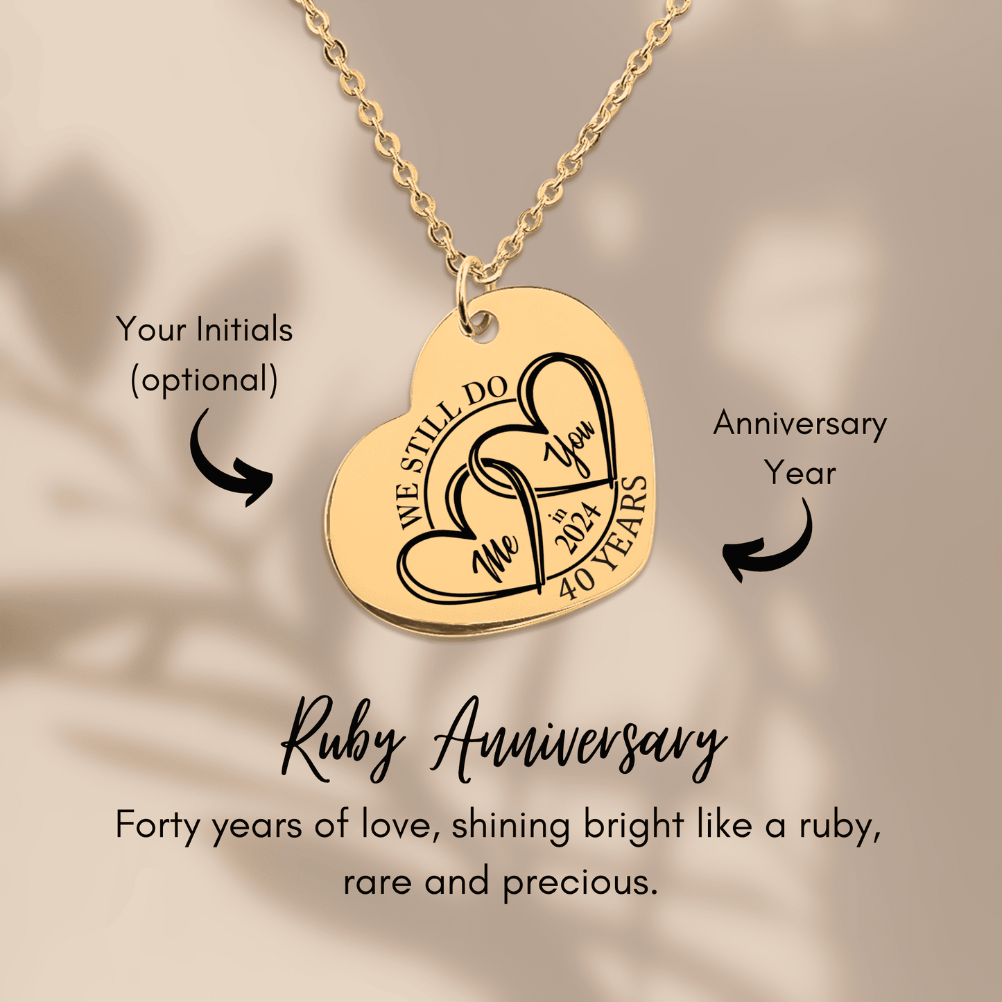 40th Years Anniversary Heart Necklace
