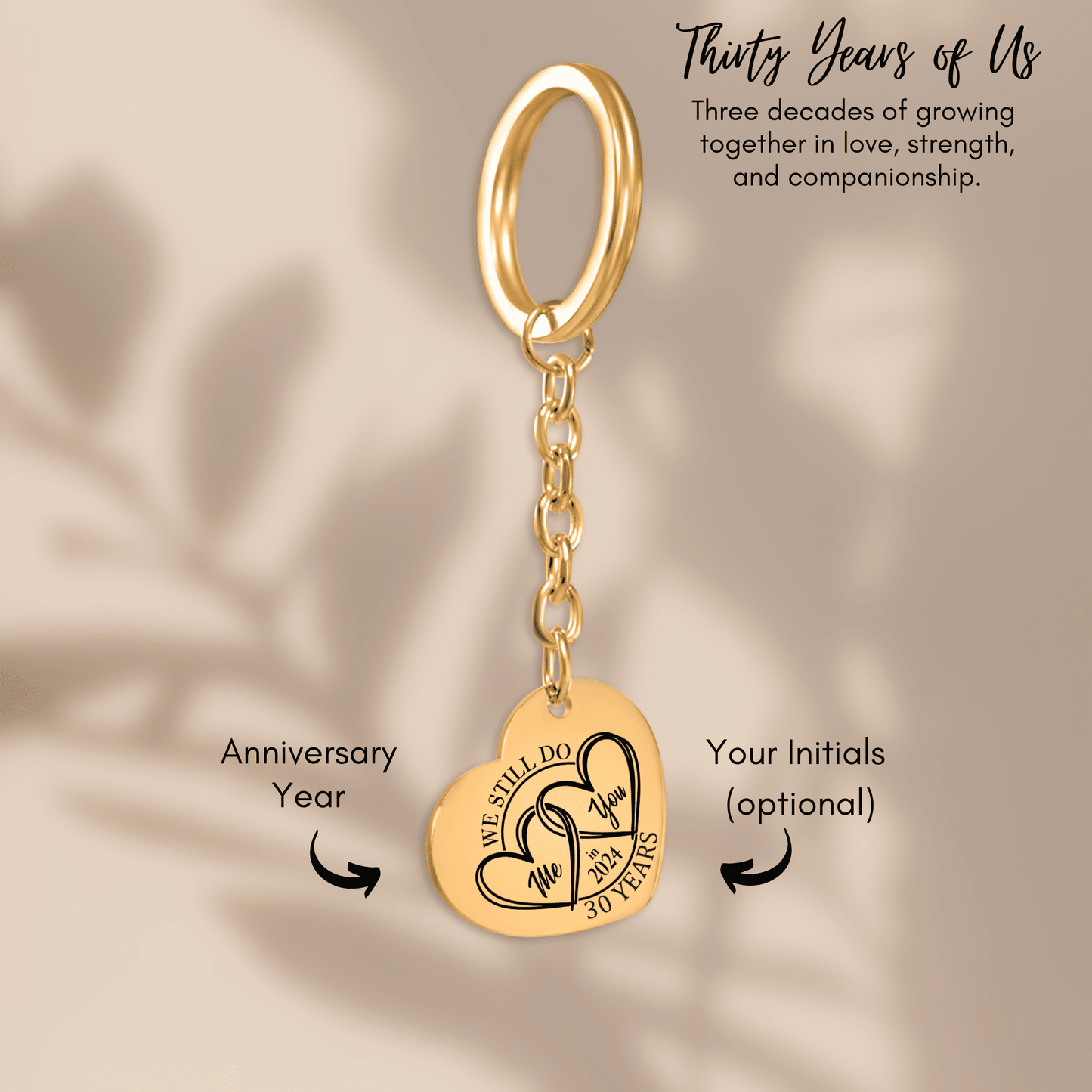 30th Years Anniversary Heart Keychain