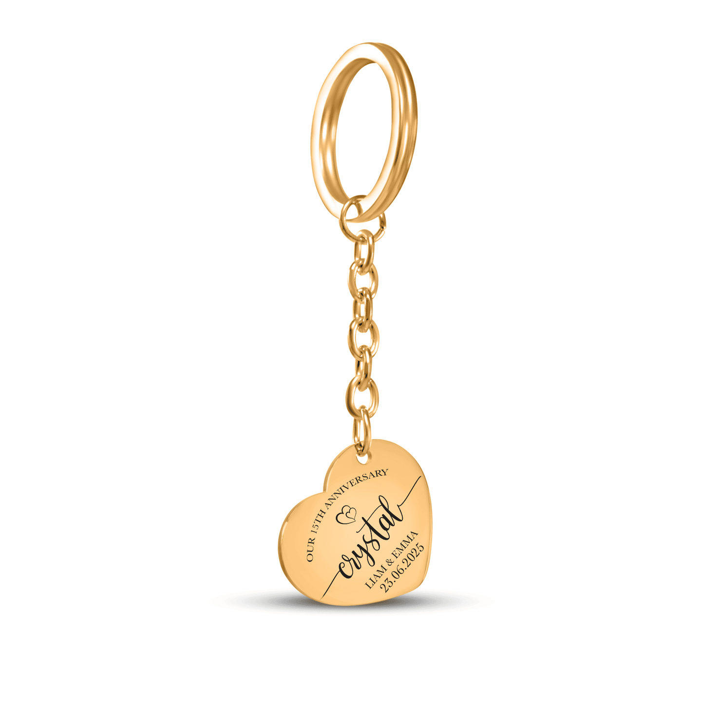 15th Crystal Anniversary Heart Keychain