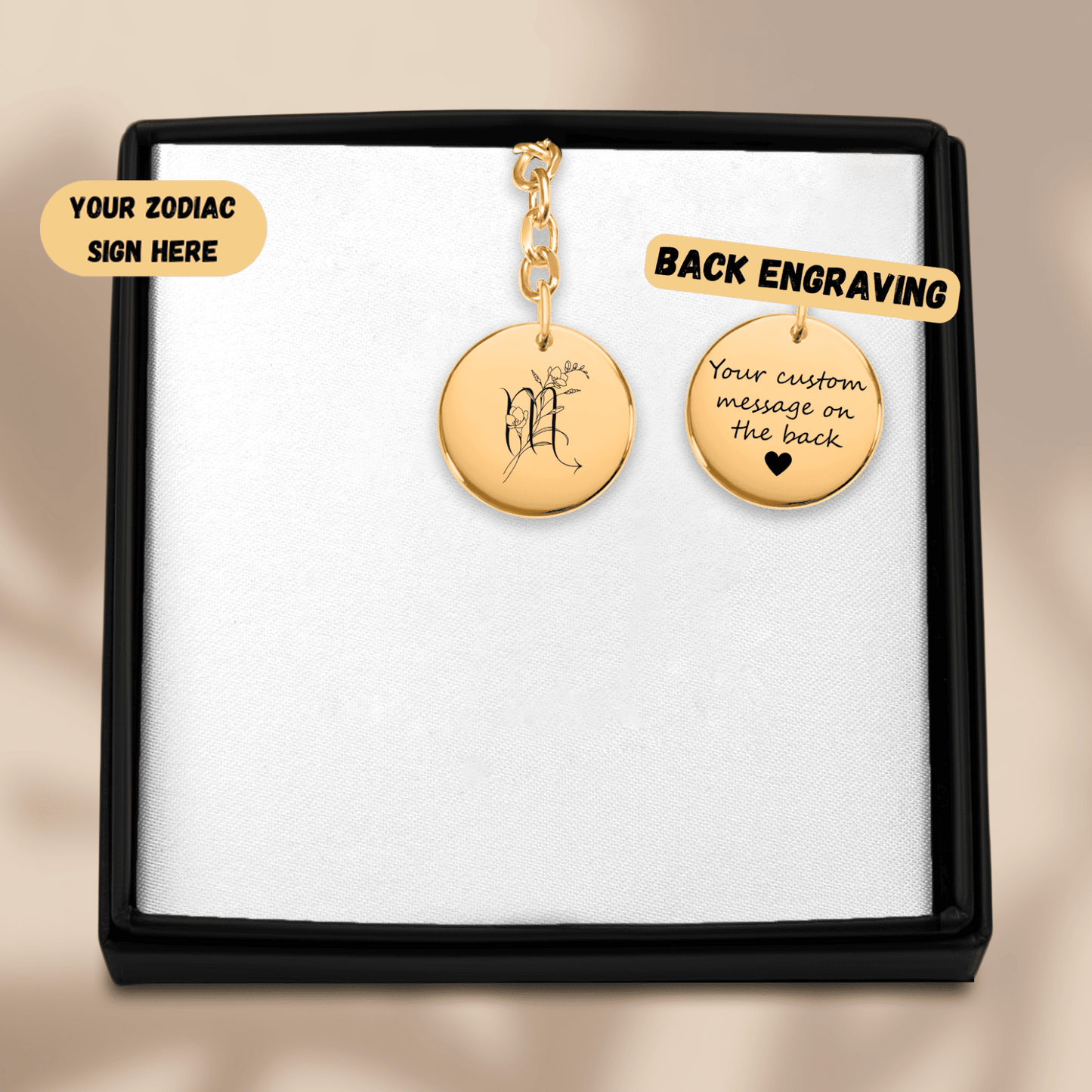 Scorpio Floral Zodiac Sign Coin Keychain