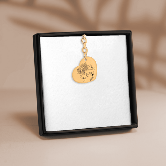 Gemini Zodiac Sign Heart Keychain