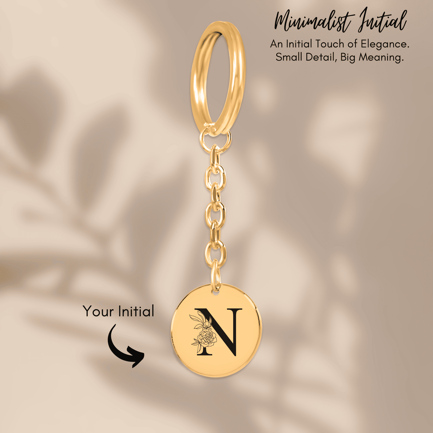 Floral Initial Keychain – N