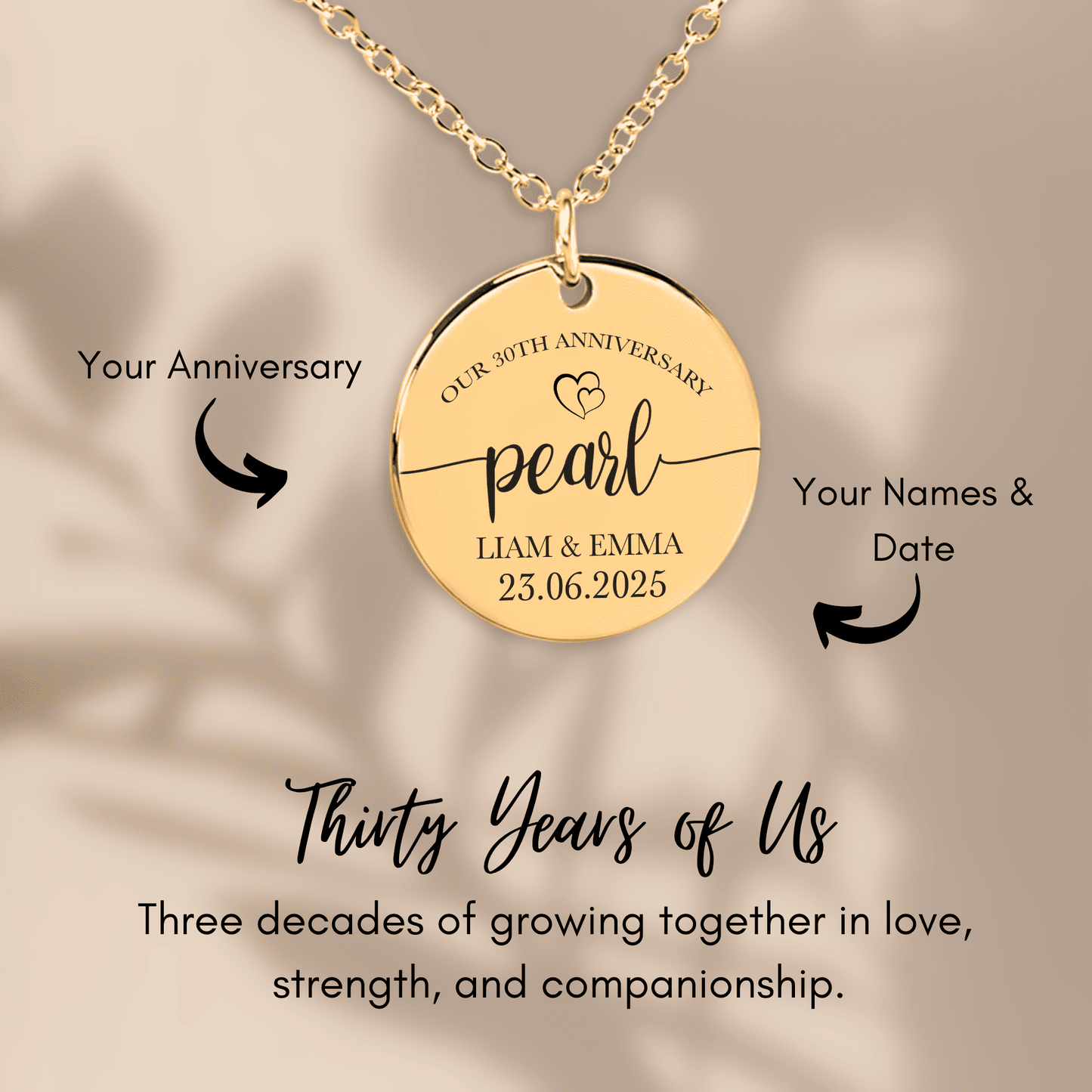 30th Pearl Anniversary Coin Necklace