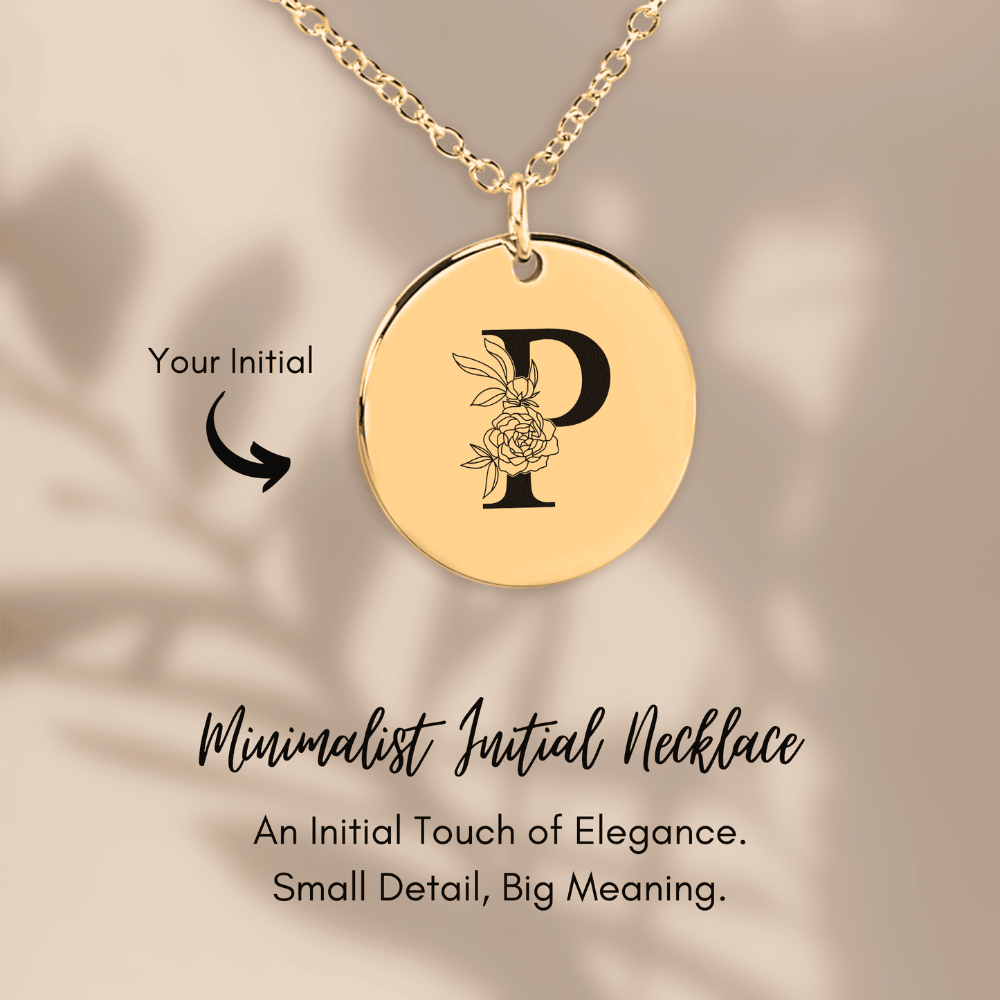 Floral Initial Necklace – P