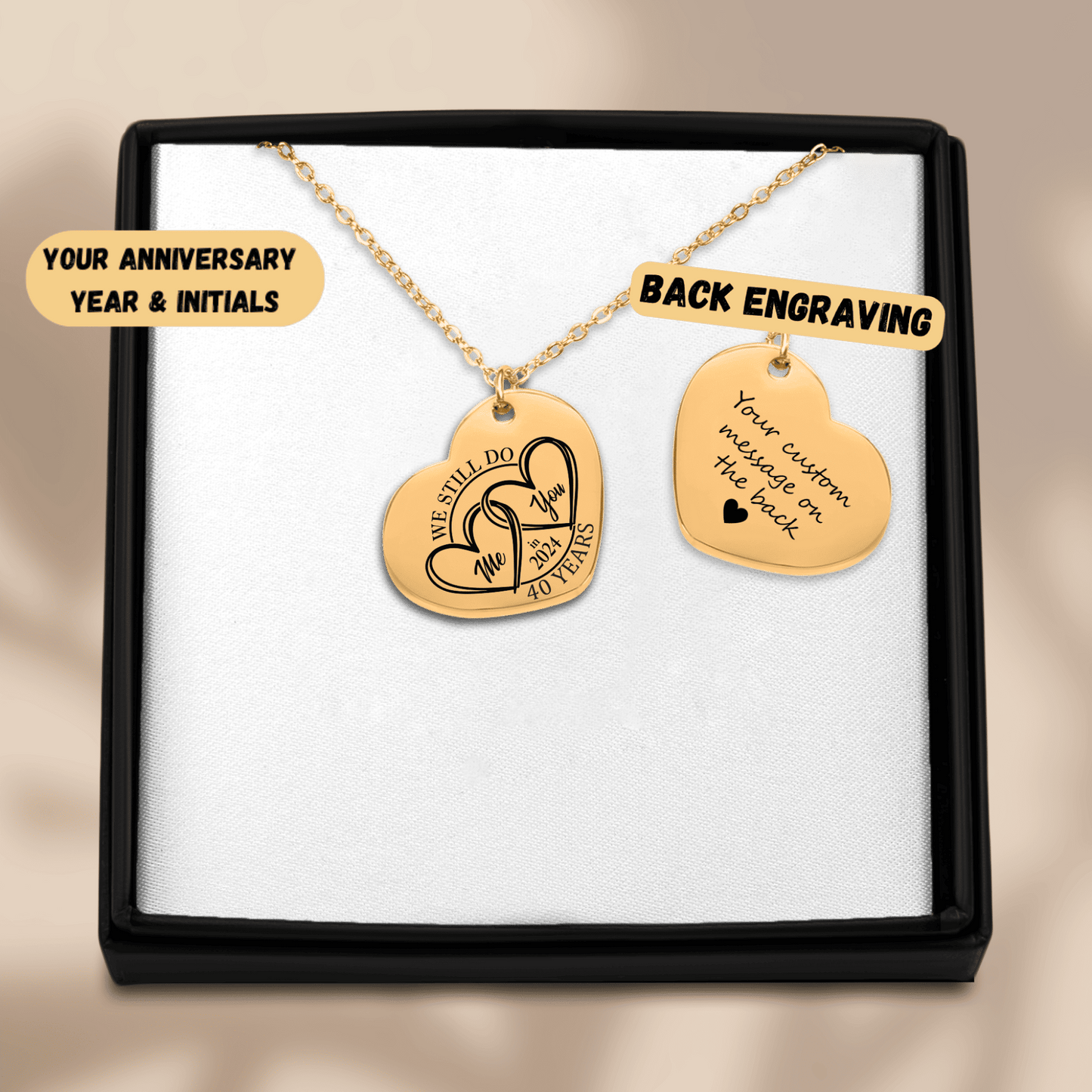 40th Years Anniversary Heart Necklace