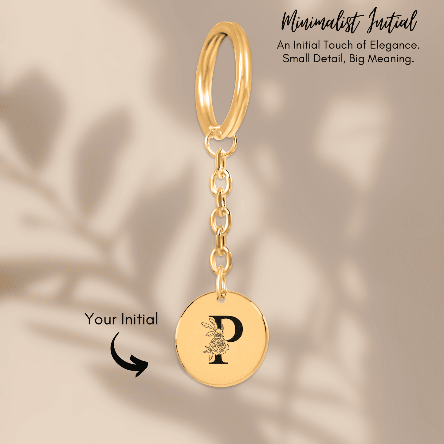 Floral Initial Keychain – P