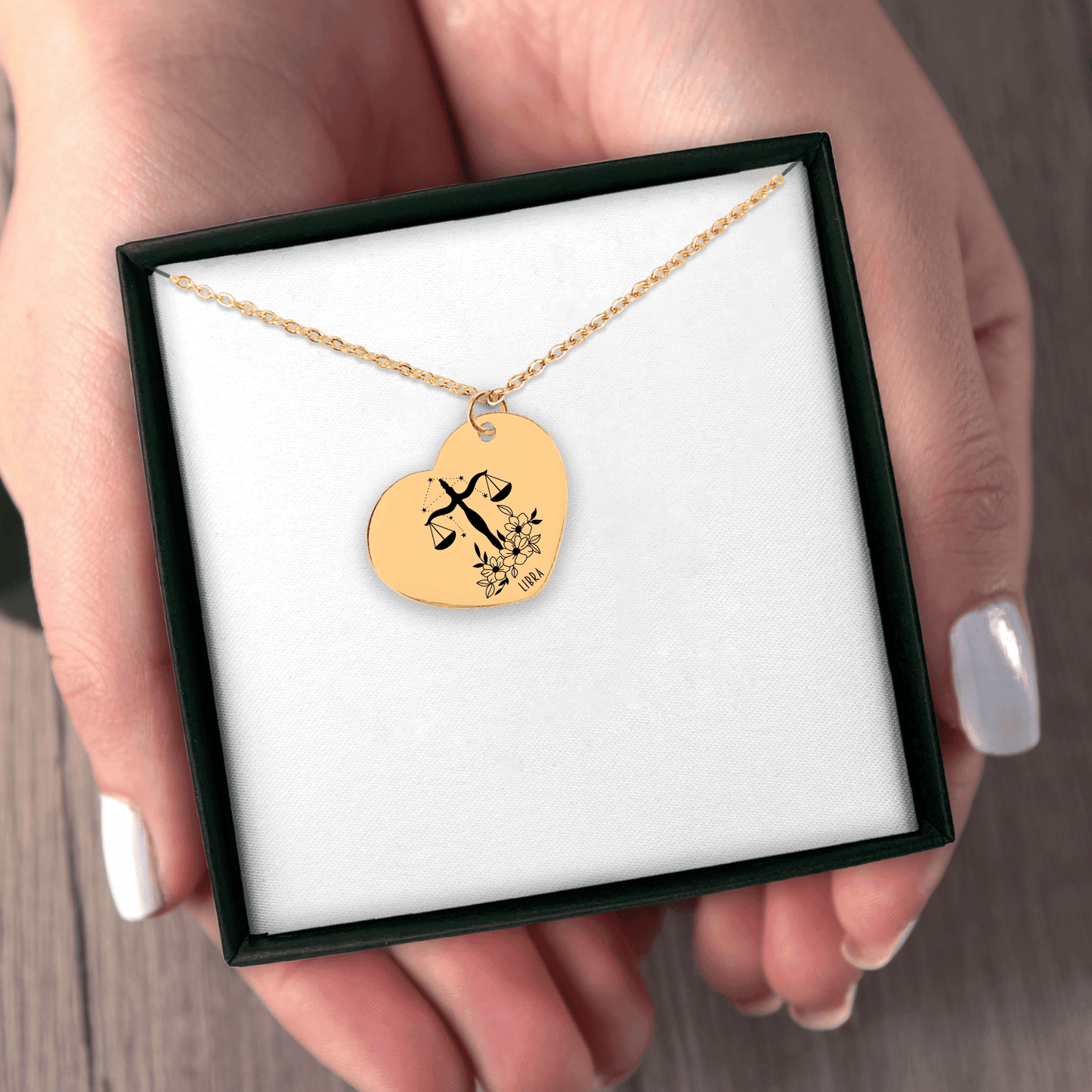 Libra Zodiac Sign Heart Necklace