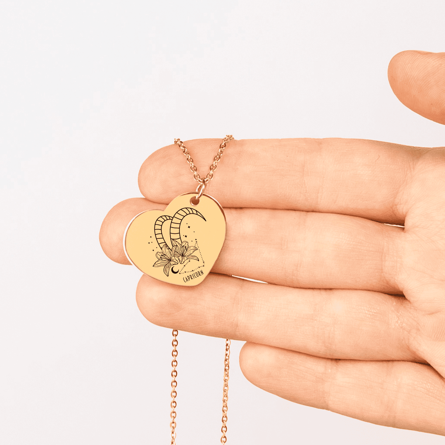 Capricorn Zodiac Sign Heart Necklace