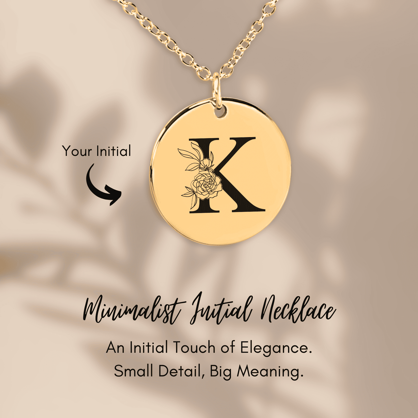 Floral Initial Necklace – K