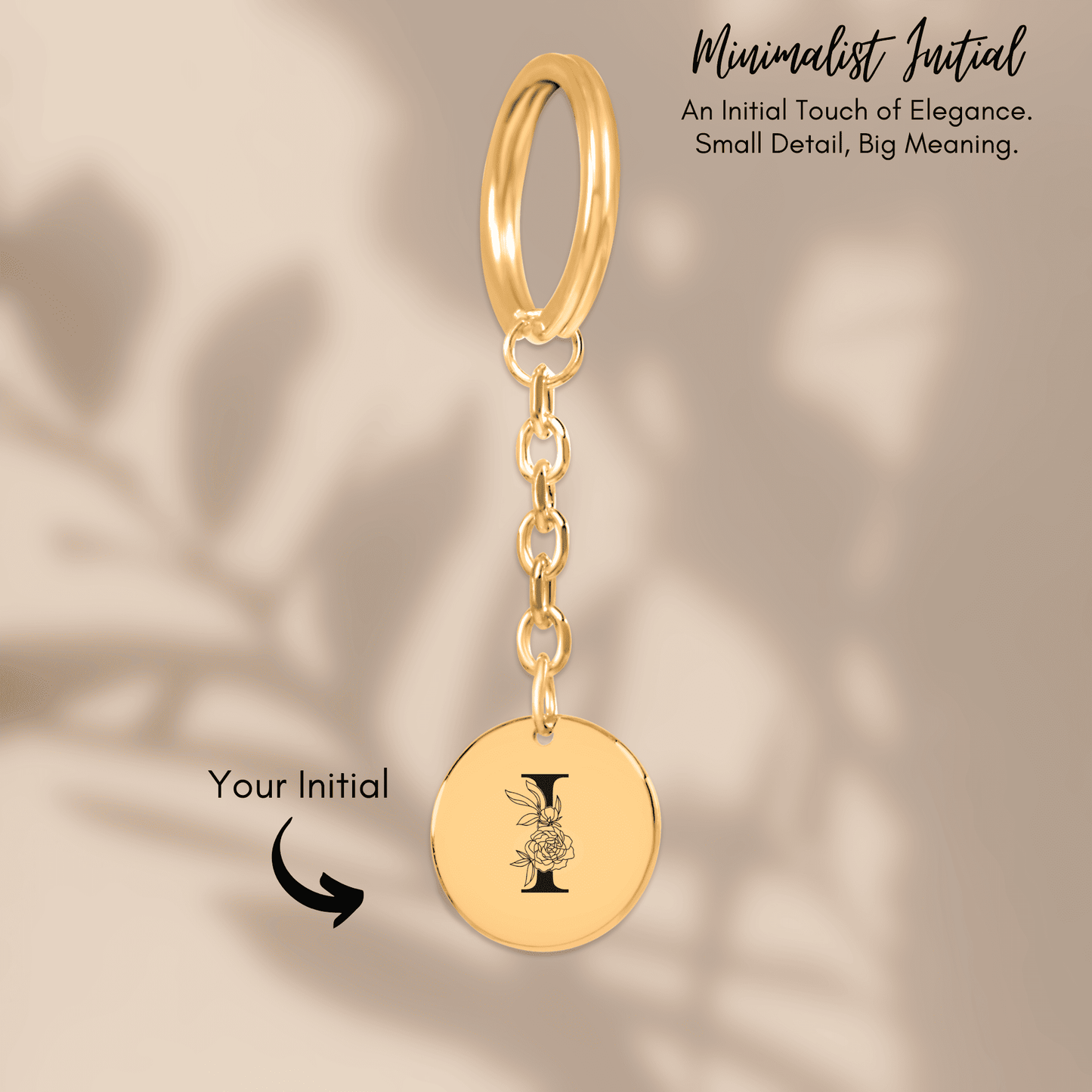 Floral Initial Keychain – I