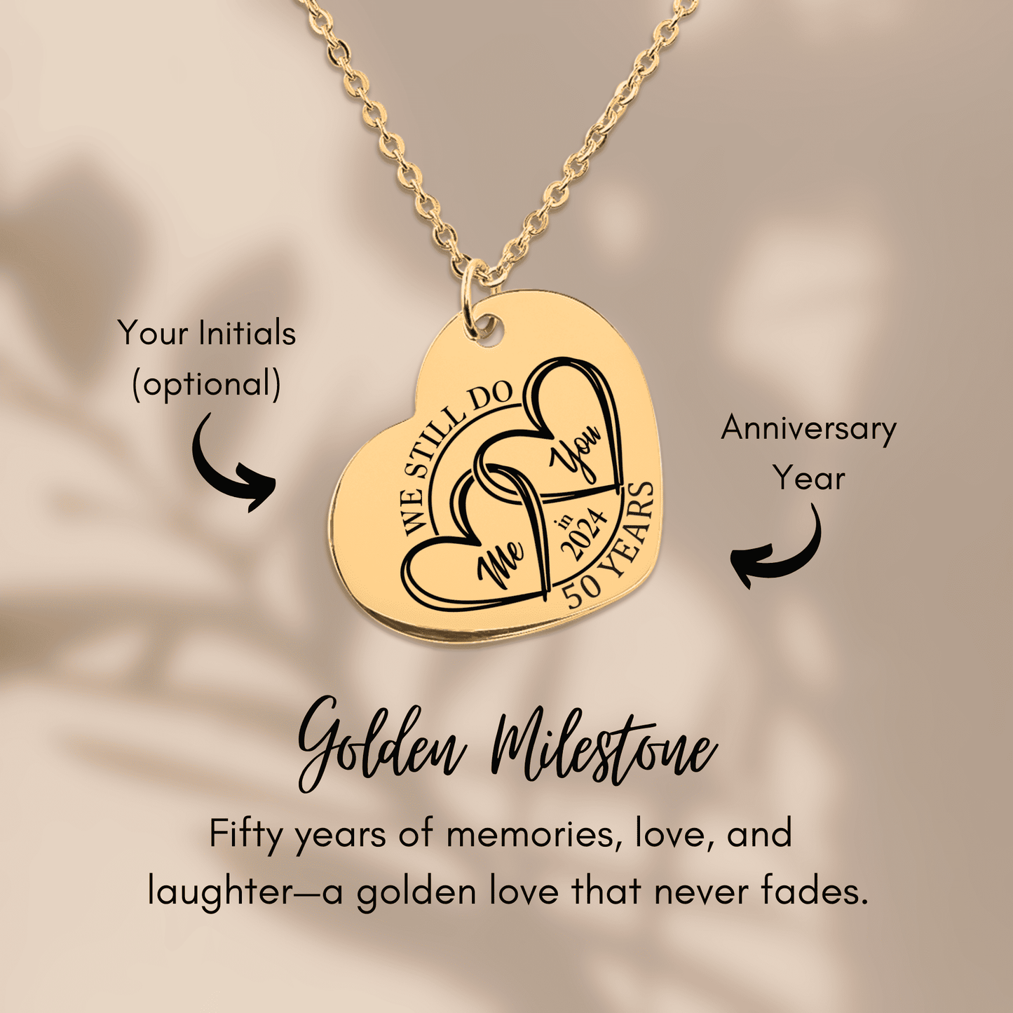 50th Years Anniversary Heart Necklace