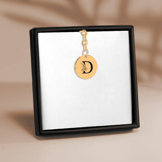 Floral Initial Keychain – D