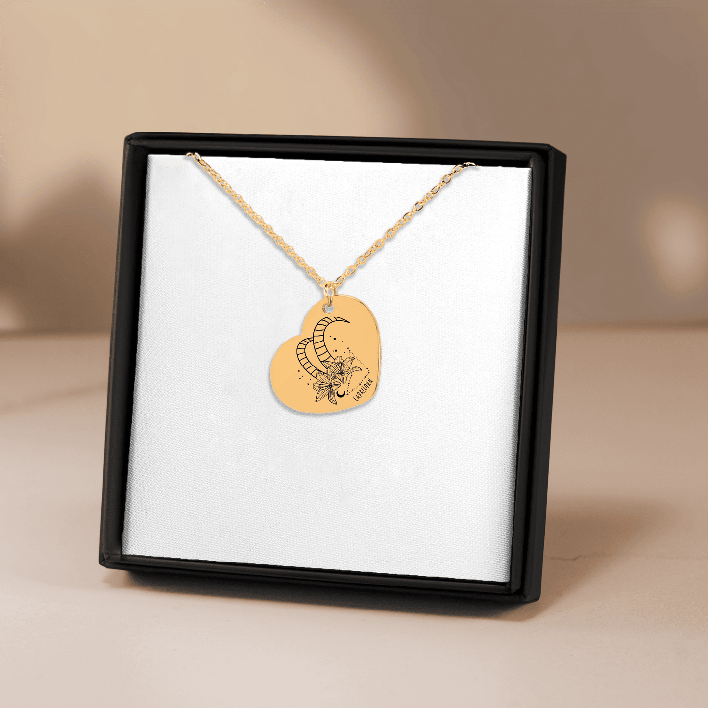 Capricorn Zodiac Sign Heart Necklace