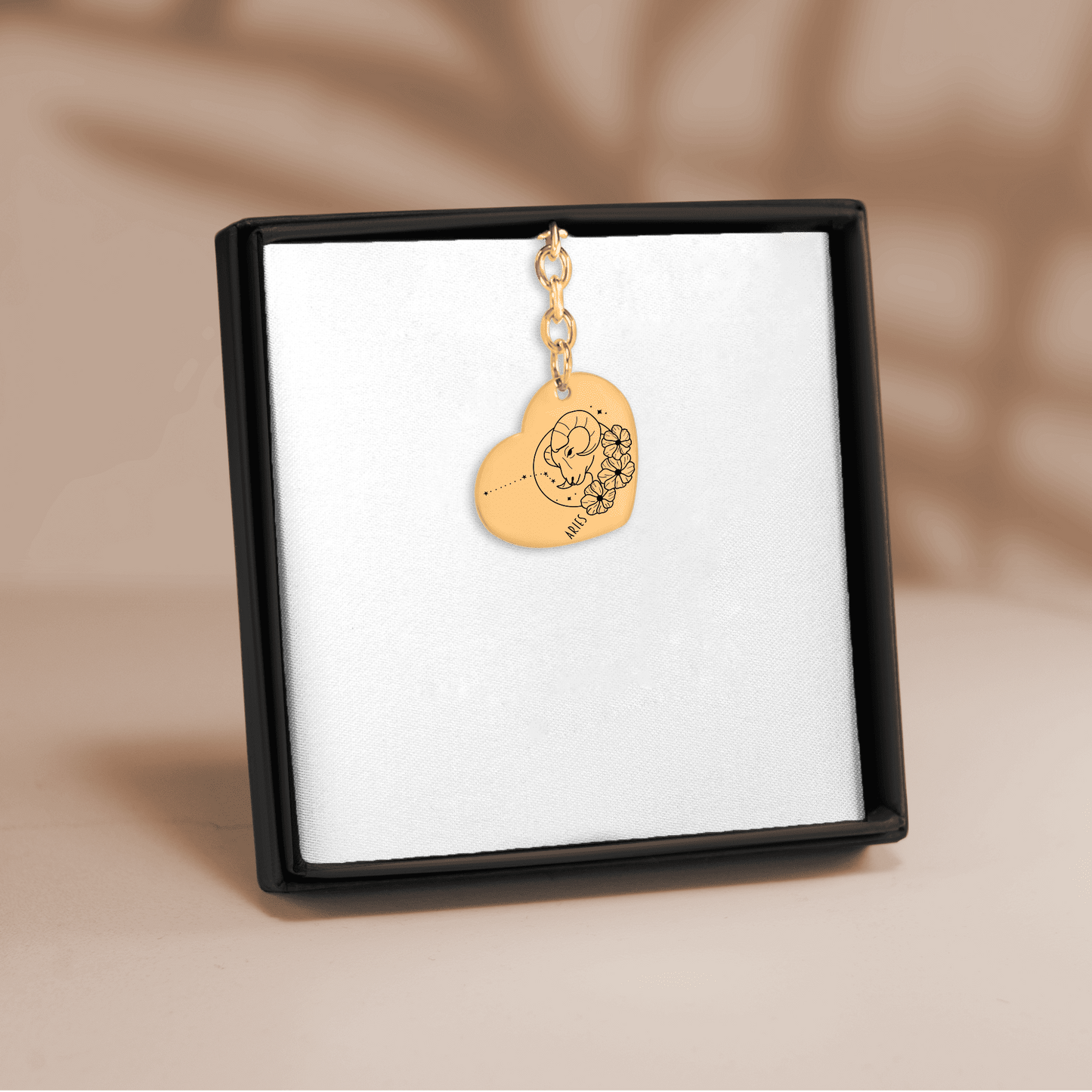 Aries Zodiac Sign Heart Keychain