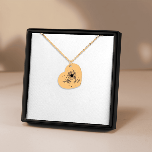 Taurus Zodiac Sign Heart Necklace