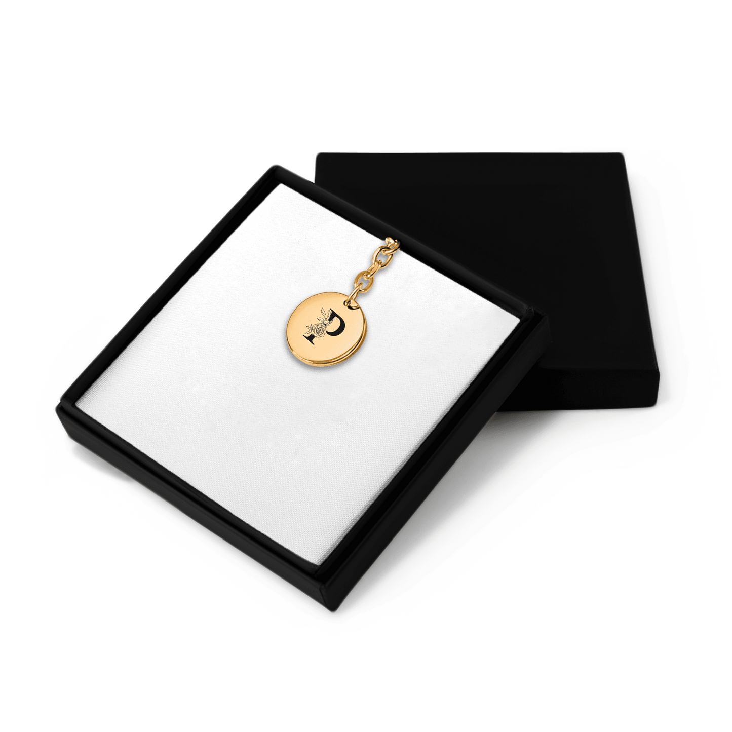 Floral Initial Keychain – P