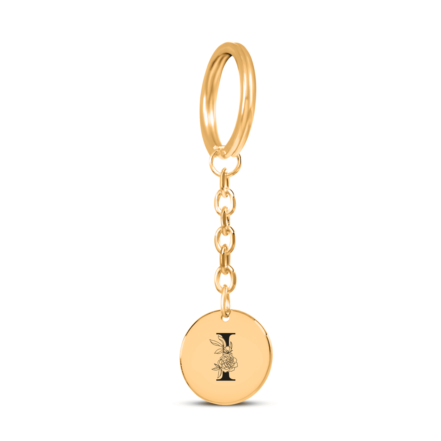 Floral Initial Keychain – I