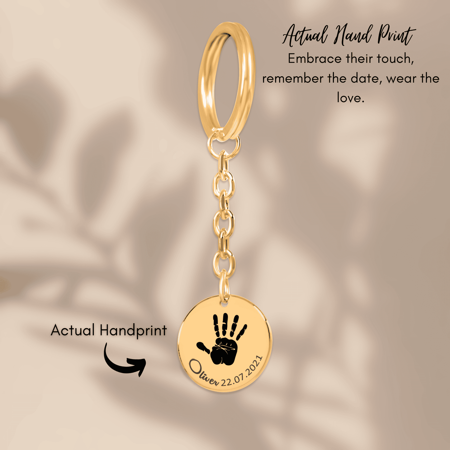 Actual Hand Print Coin Keychains