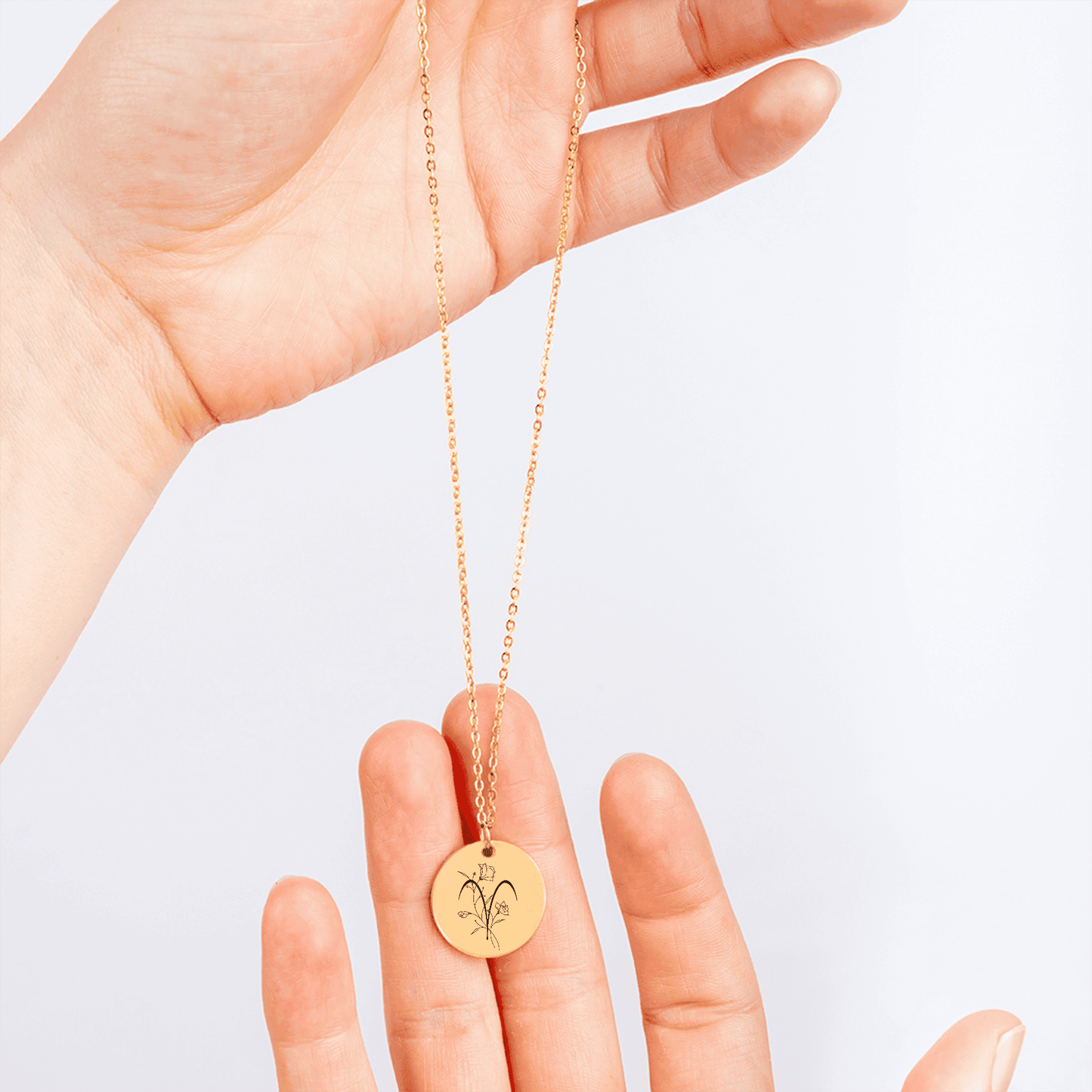 Aries Floral Zodiac Sign Coin Necklace