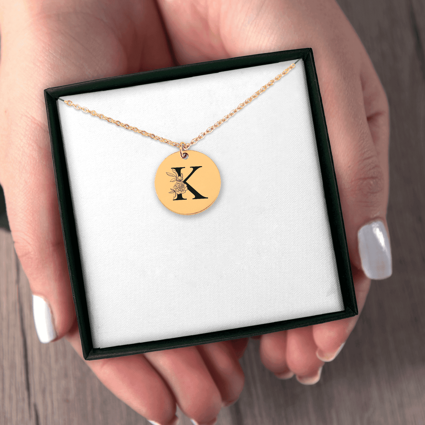 Floral Initial Necklace – K