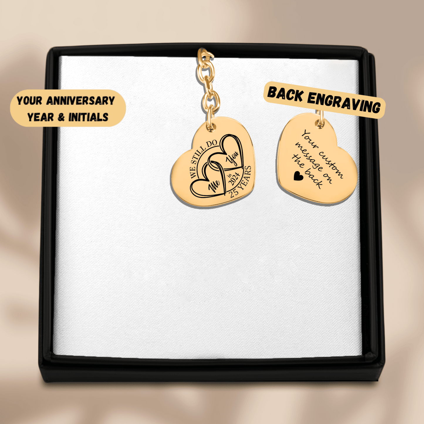 25th Years Anniversary Heart Keychain
