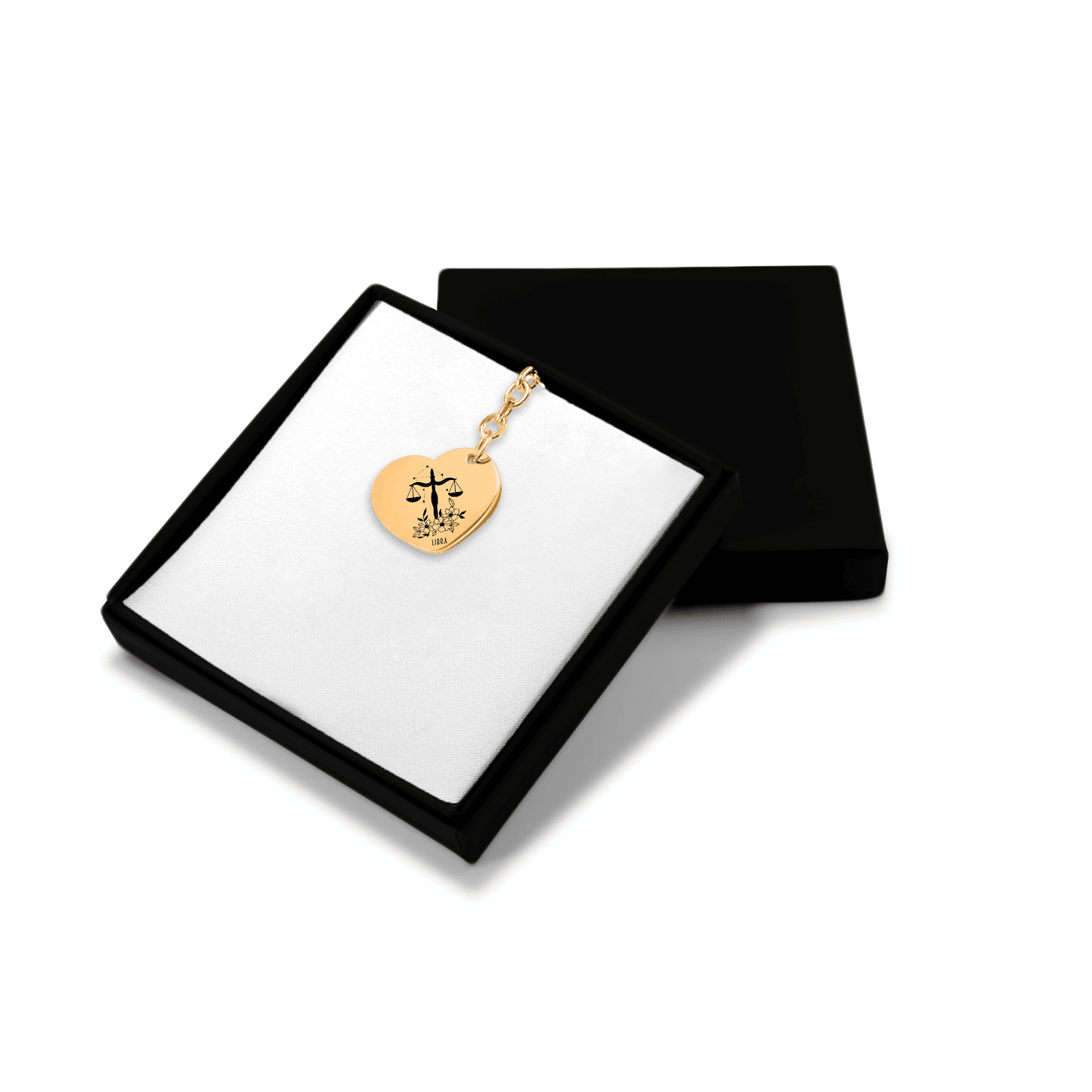 Libra Zodiac Sign Heart Keychain