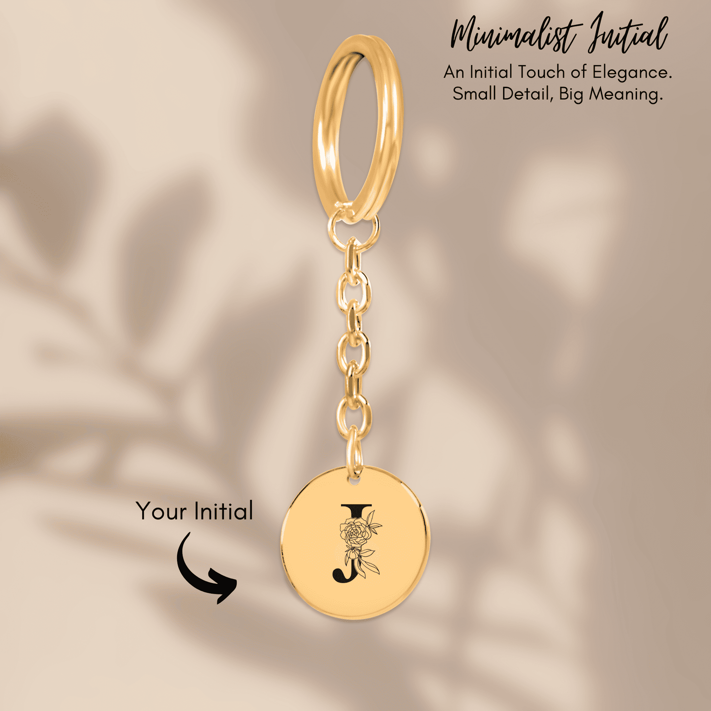 Floral Initial Keychain – J