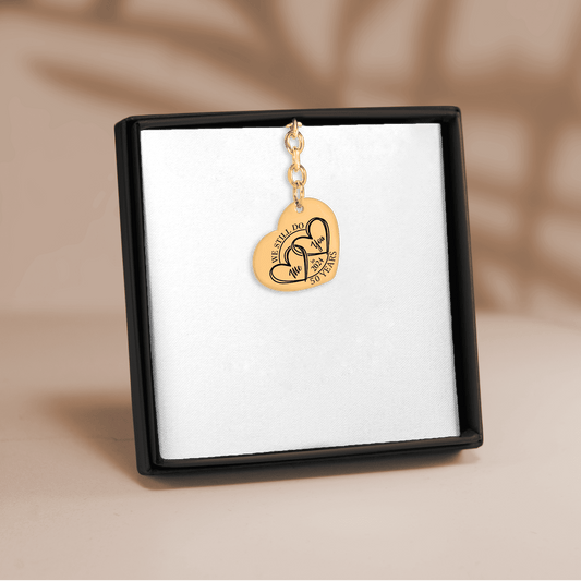 50th Years Anniversary Heart Keychain