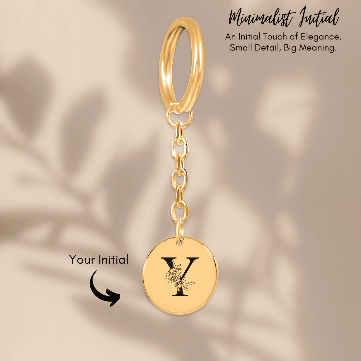 Floral Initial Keychain – Y