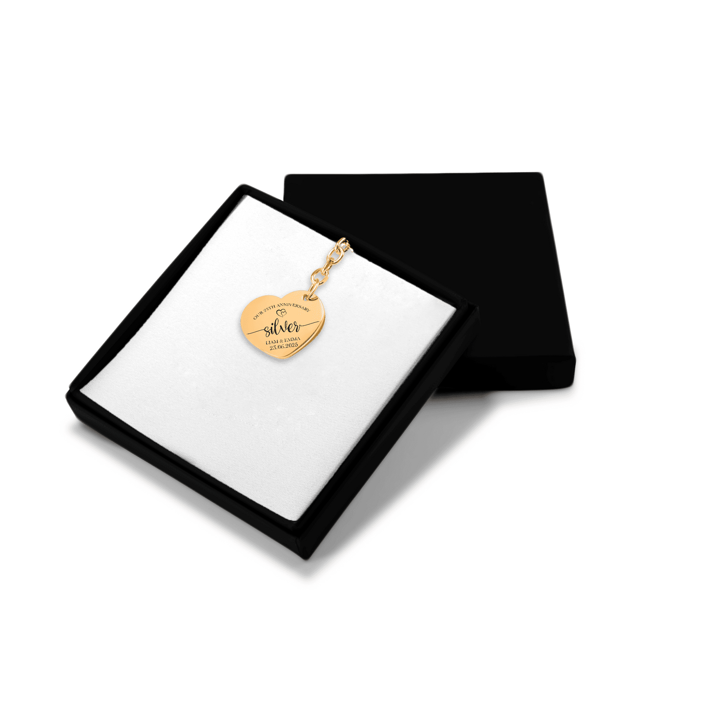 25th Silver Anniversary Heart Keychain