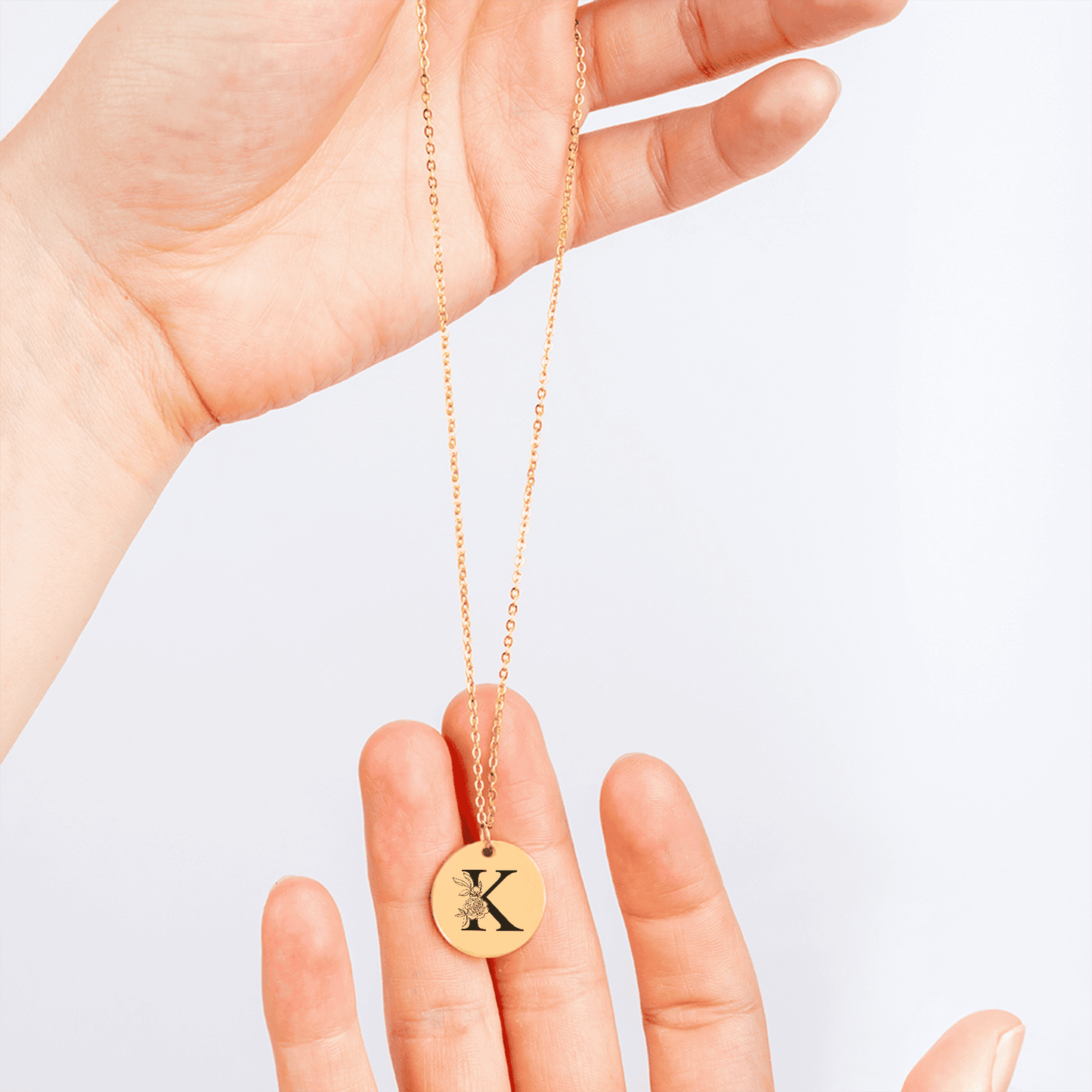 Floral Initial Necklace – K