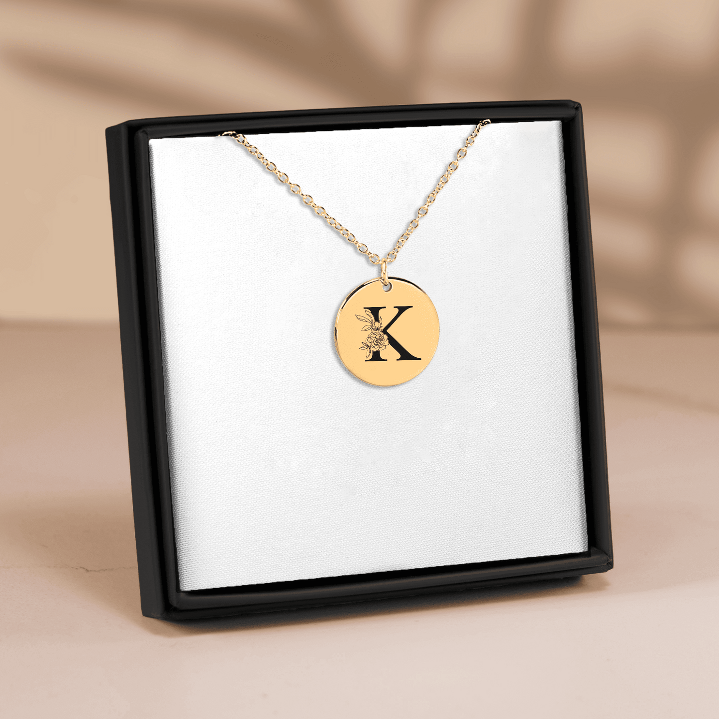 Floral Initial Necklace – K