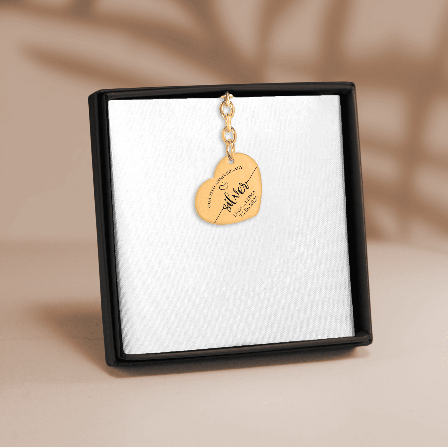 25th Silver Anniversary Heart Keychain