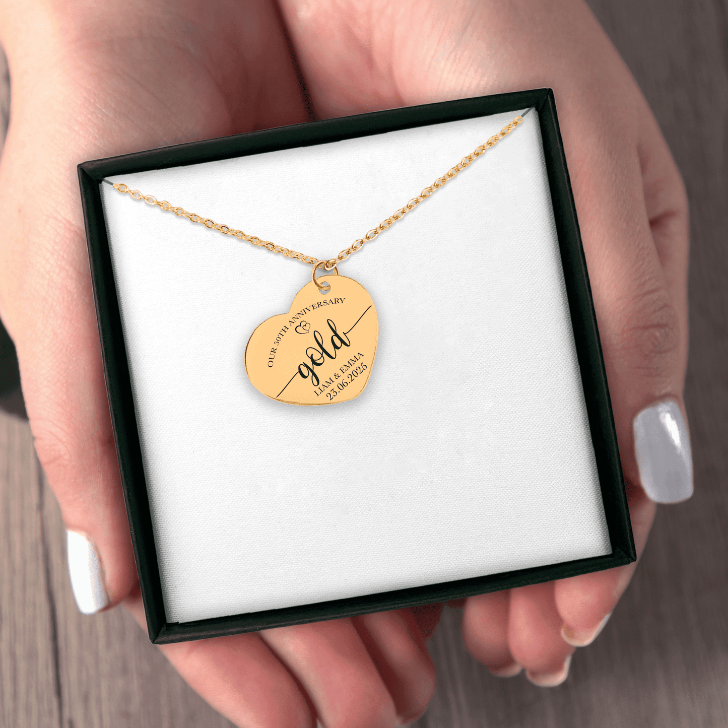 50th Gold Anniversary Heart Necklace