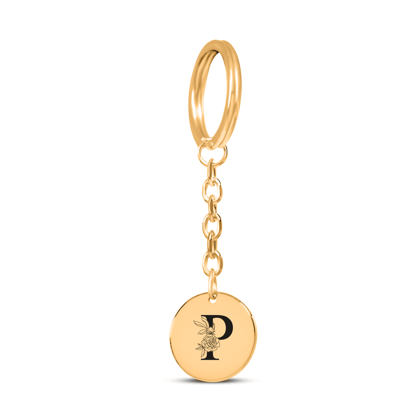 Floral Initial Keychain – P
