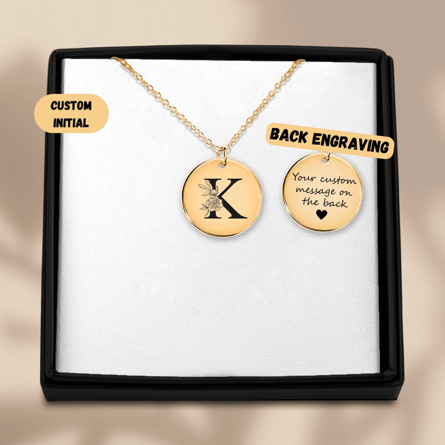 Floral Initial Necklace – K