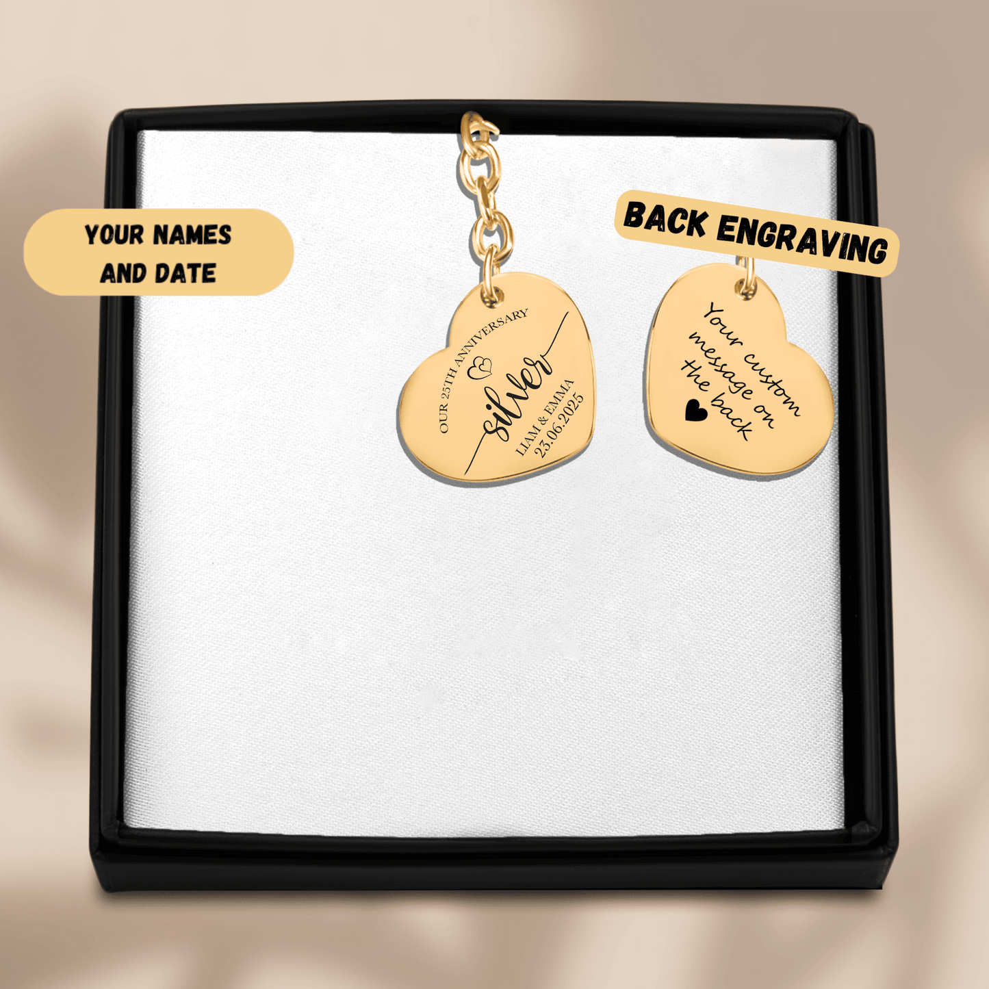 25th Silver Anniversary Heart Keychain