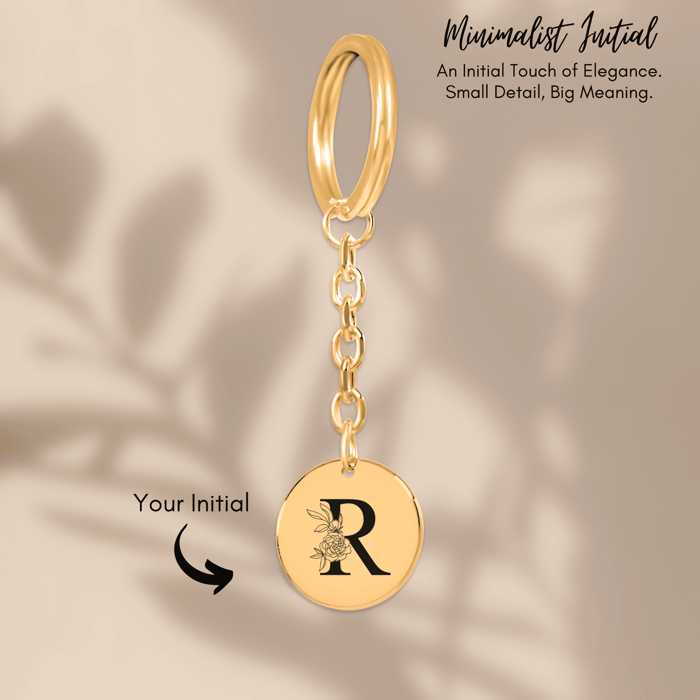 Floral Initial Keychain – R