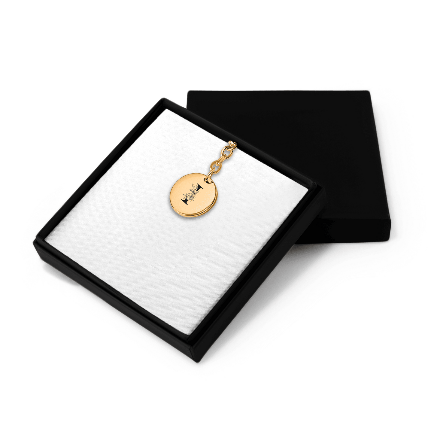 Floral Initial Keychain – I