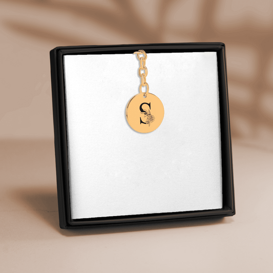 Floral Initial Keychain – S