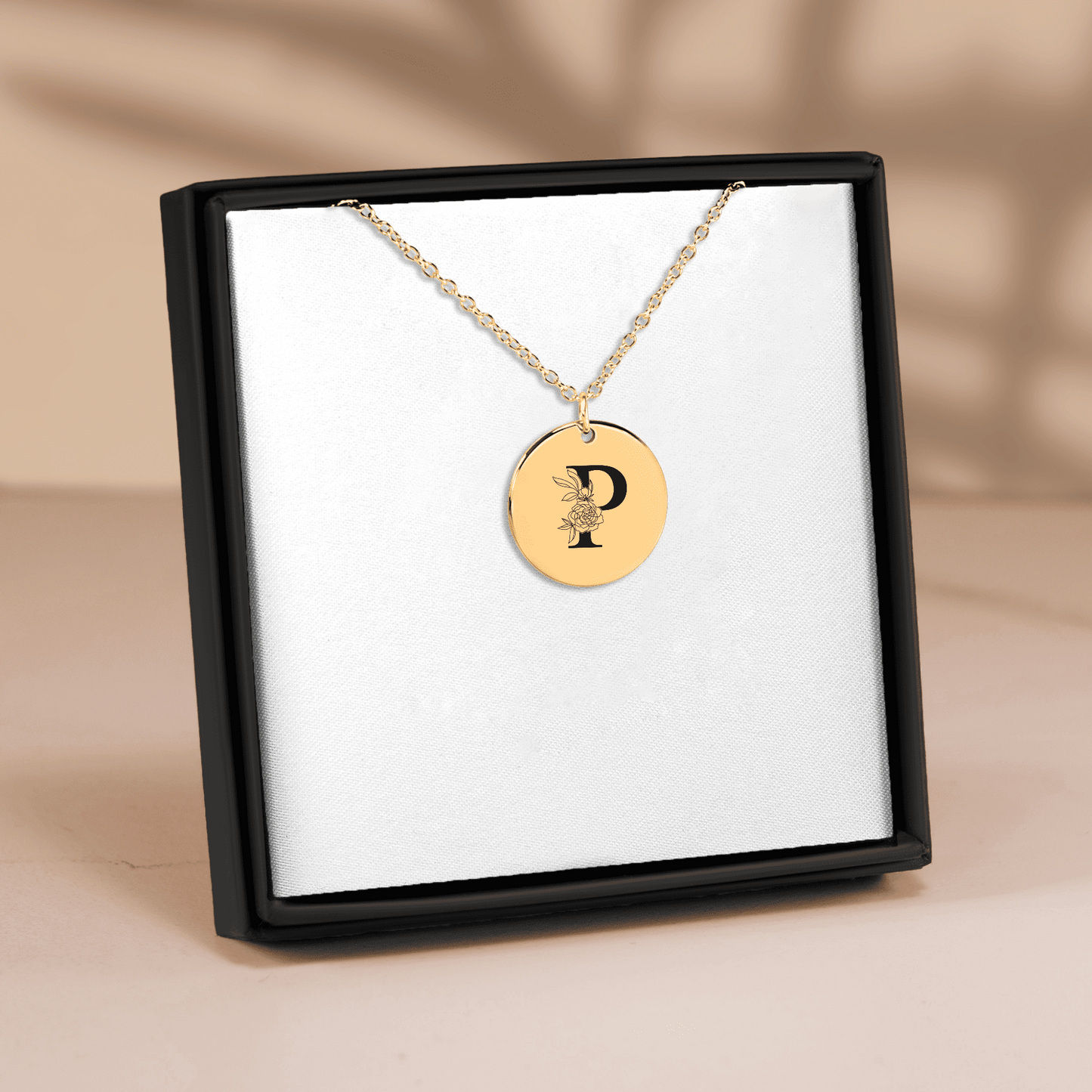 Floral Initial Necklace – P