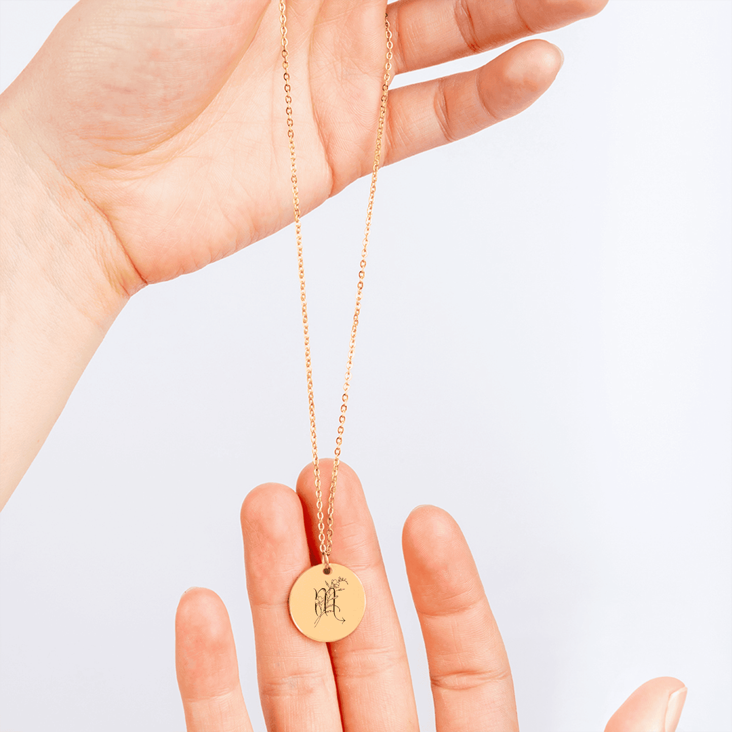 Scorpio Floral Zodiac Sign Coin Necklace