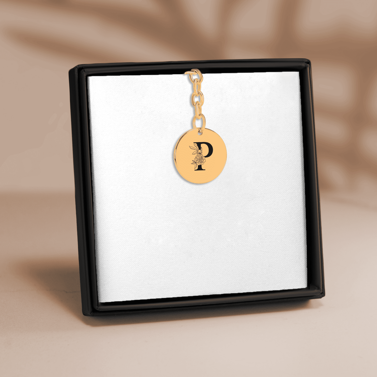 Floral Initial Keychain – P