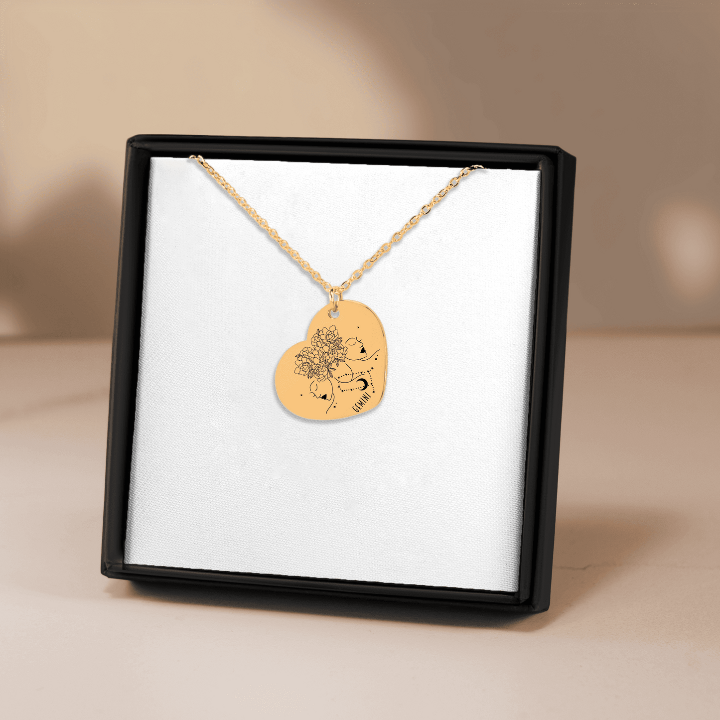 Gemini Zodiac Sign Heart Necklace