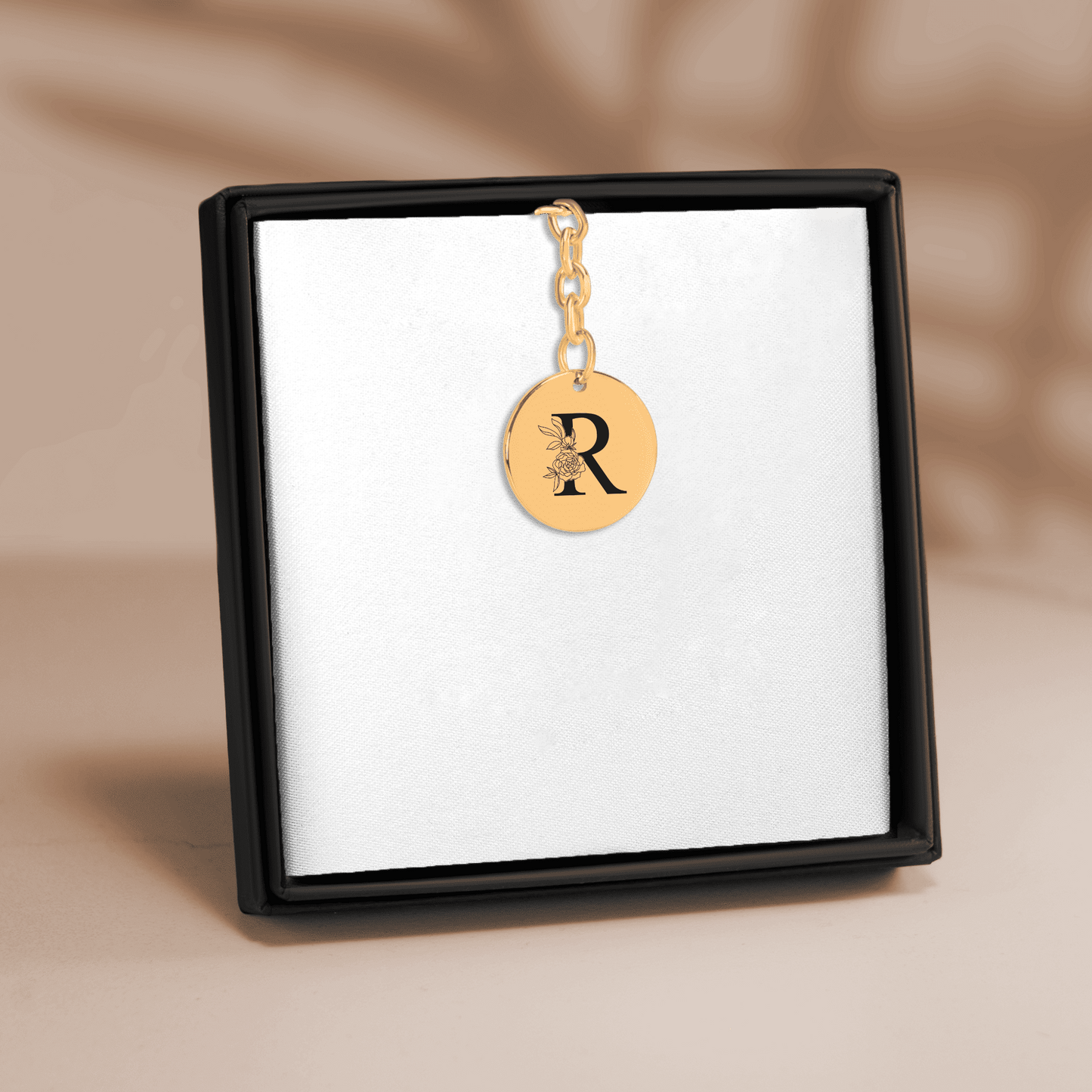 Floral Initial Keychain – R