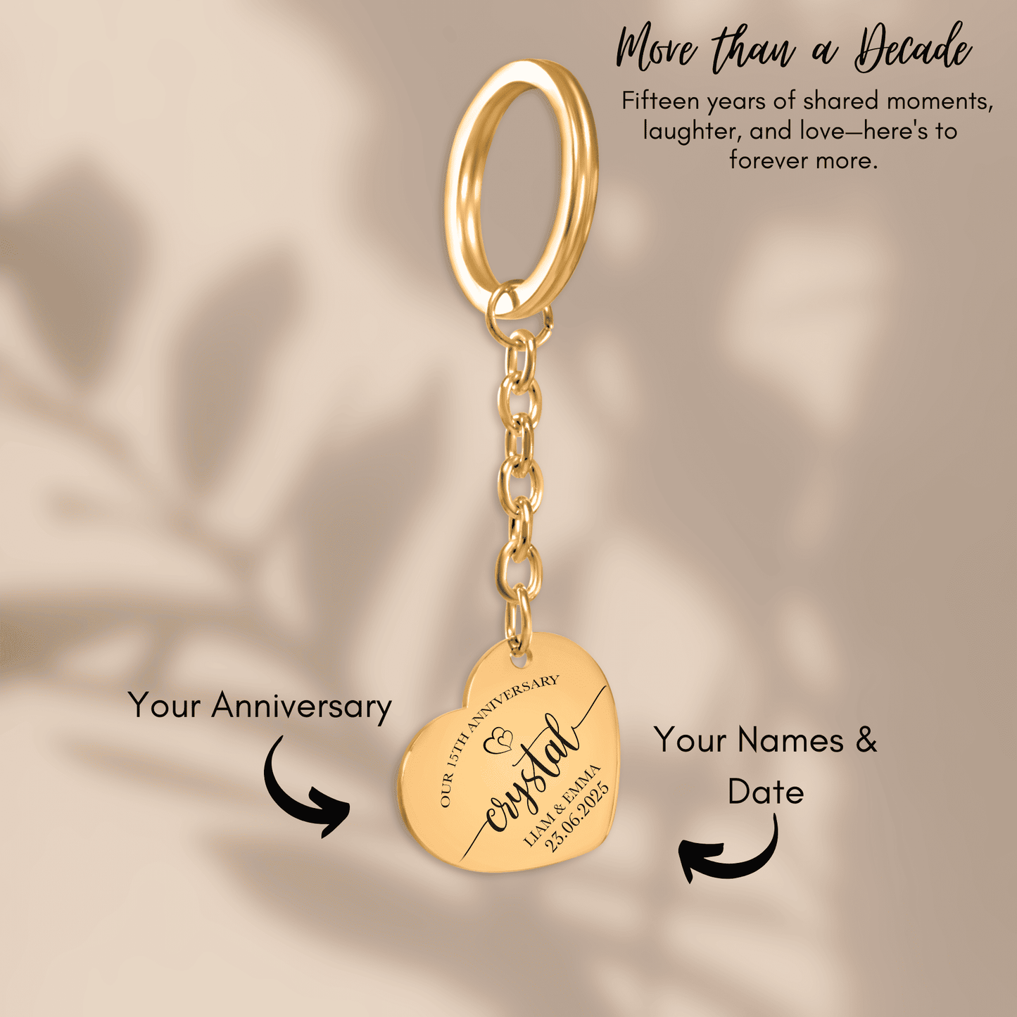 15th Crystal Anniversary Heart Keychain