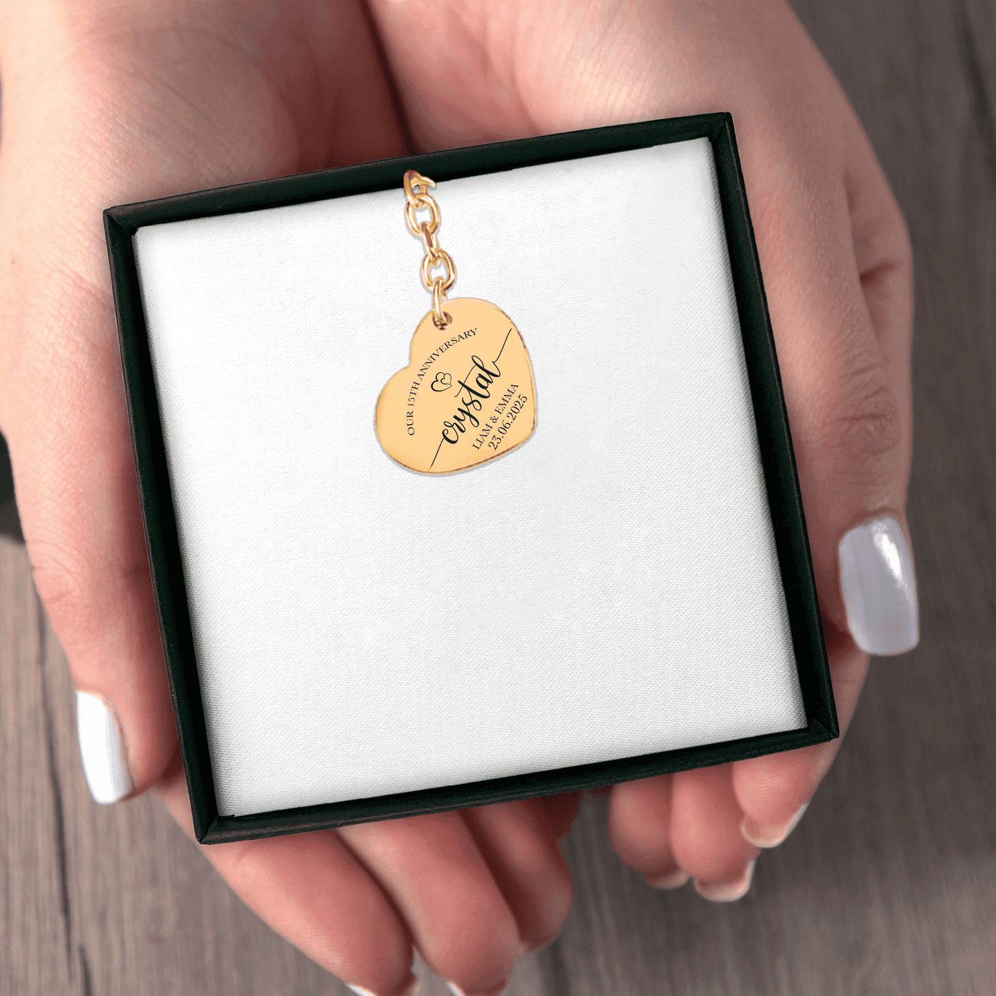 15th Crystal Anniversary Heart Keychain
