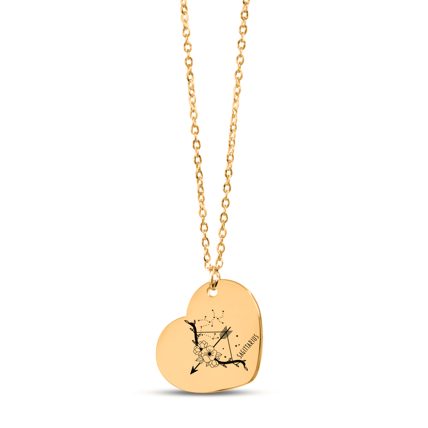 Sagittarius Zodiac Sign Heart Necklace