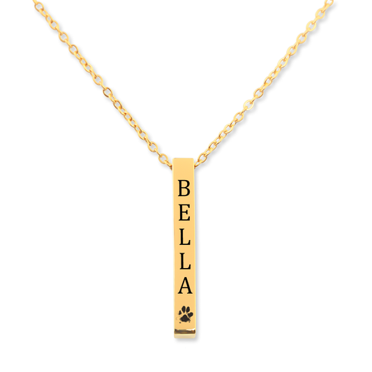 Pet Name & Paw Necklace